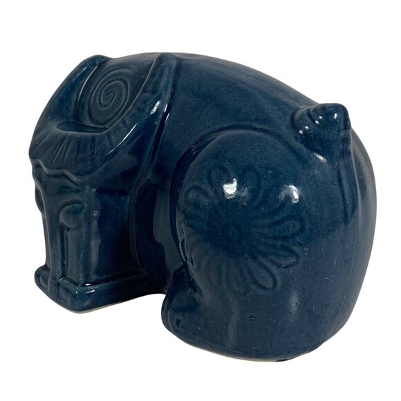 Boho Decor Ceramic Rimini Blue Bull Figurine Ox Buffalo Taurus 6” x 3.5” x 4" - Picture 2 of 7